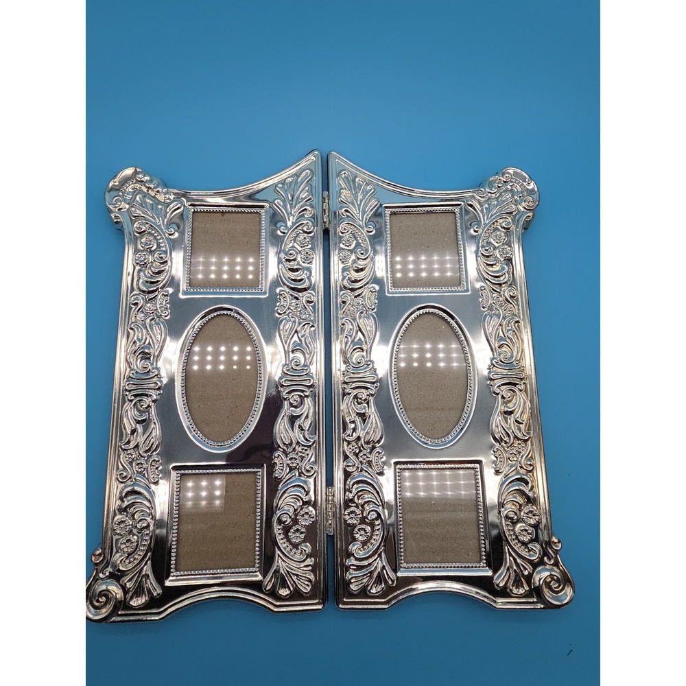 Vintage Godinger Silver Plate Bifold Picture Frame 10"